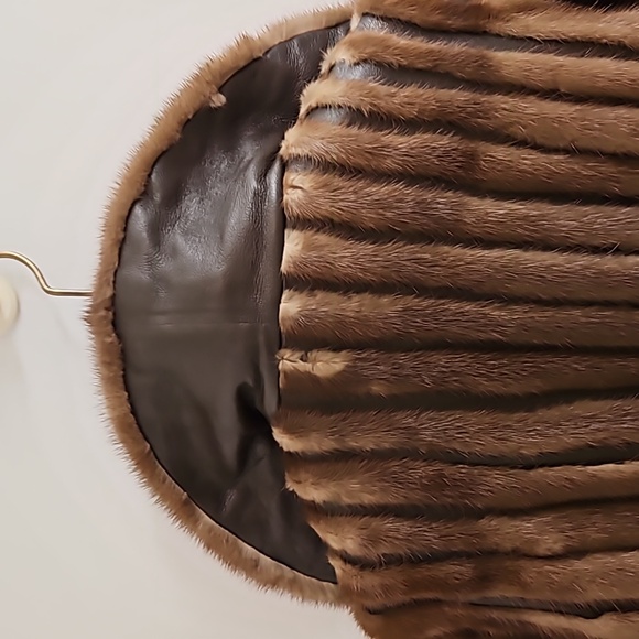 Vintage Genuine Mahogany Mink Sectioned Fur Coat W/Leather (70s-80s) Size XS - Picture 9 of 14